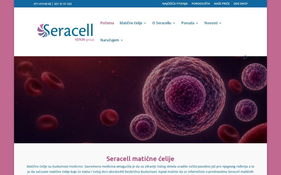 Sajt seracell.rs – izrada Retroaktiv
